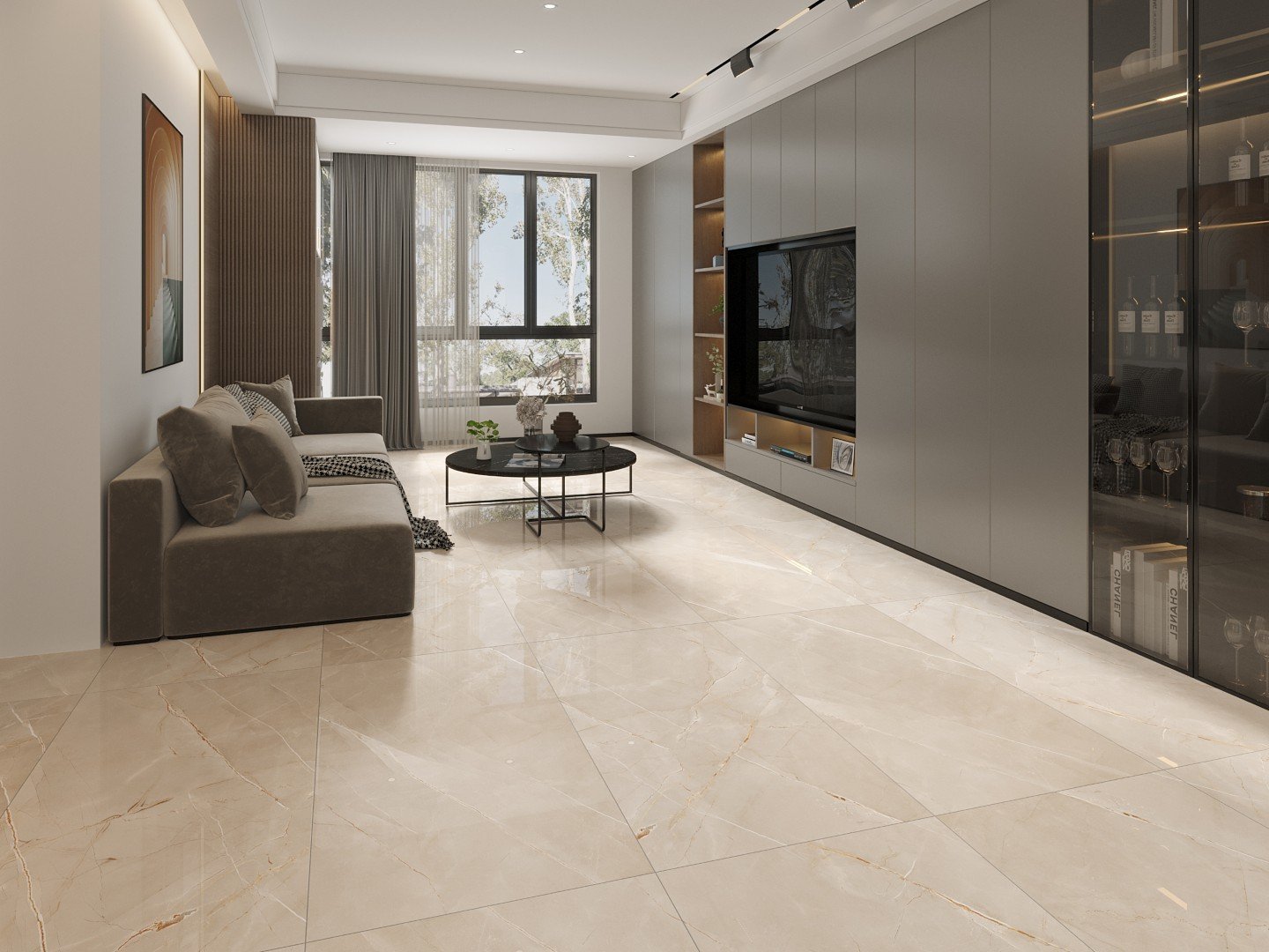 Armani Beige installed in a living room